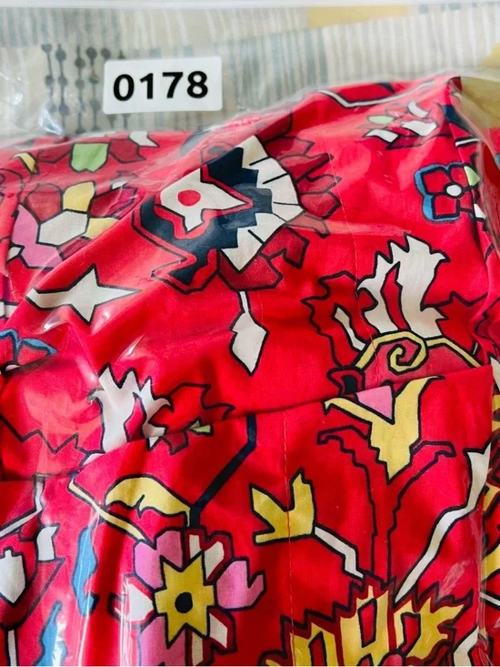 Anthropologie Maeve Somerset Maxi Dress M in Red Geo Floral Print Cotton Dress - Picture 11 of 11